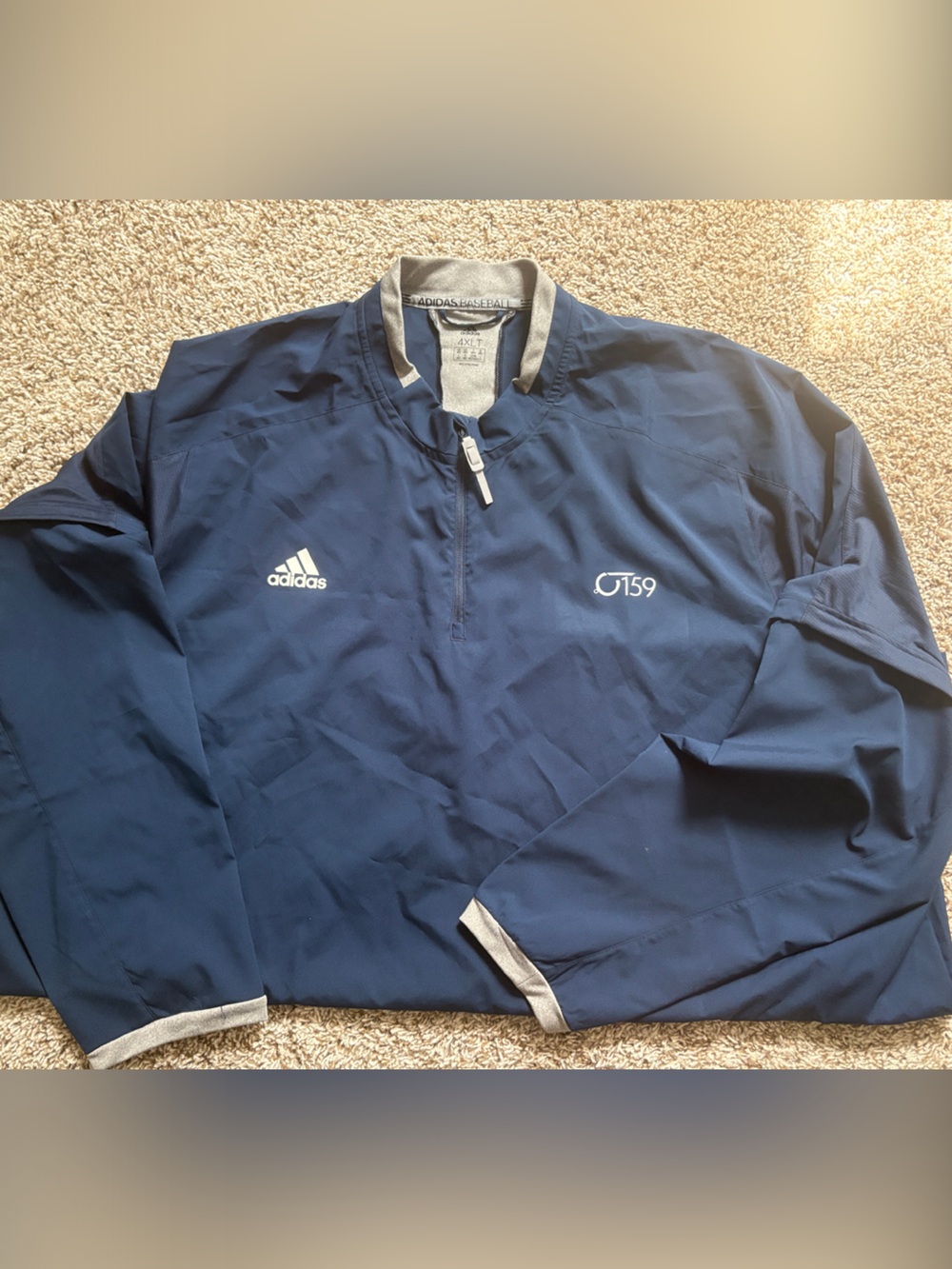 adidas Baseball Navy Quarter-Zip Windbreaker and removable zip sleeves